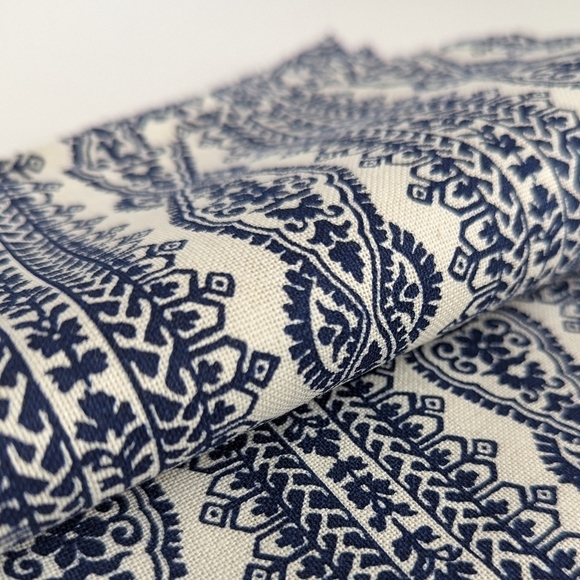 NWOT Set/ 6 Elrene Home Stripe Block Print Cotton Fabric Napkins Indigo, Natural - Picture 4 of 7